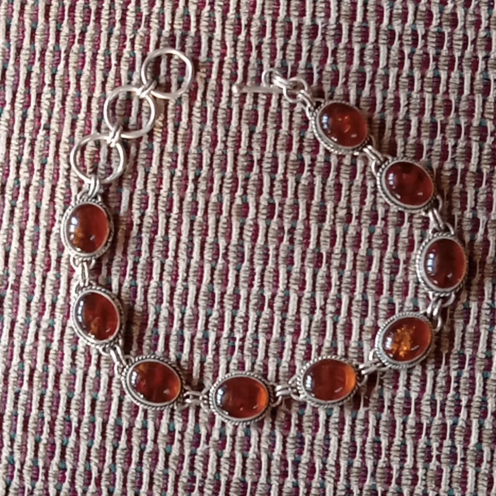 Elegant Silver and Brown Gemstone Bracelet
